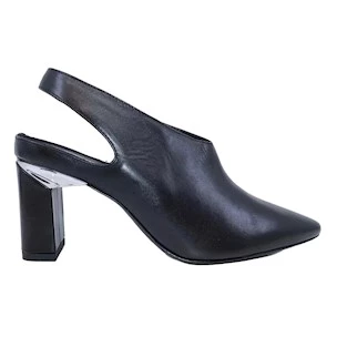 VIC MATIE' 8482 SLING BACK BLACK LEATHER WOMAN WITH HIGH HEEL