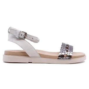 Mjus P07008 white women's sandal in white leather and accaio