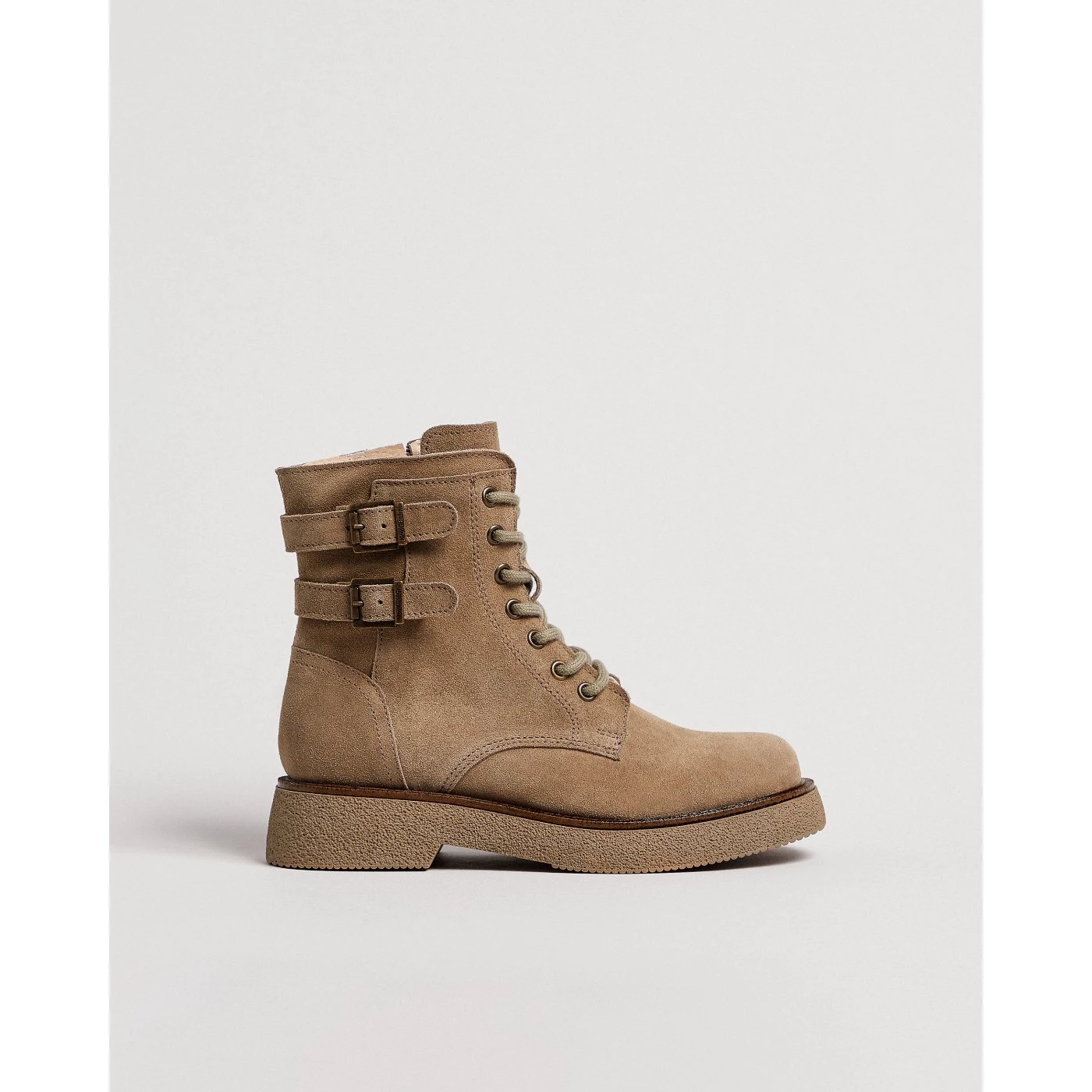 Nero giardini jr I433150F anfibi in camoscio beige doppia fibbia