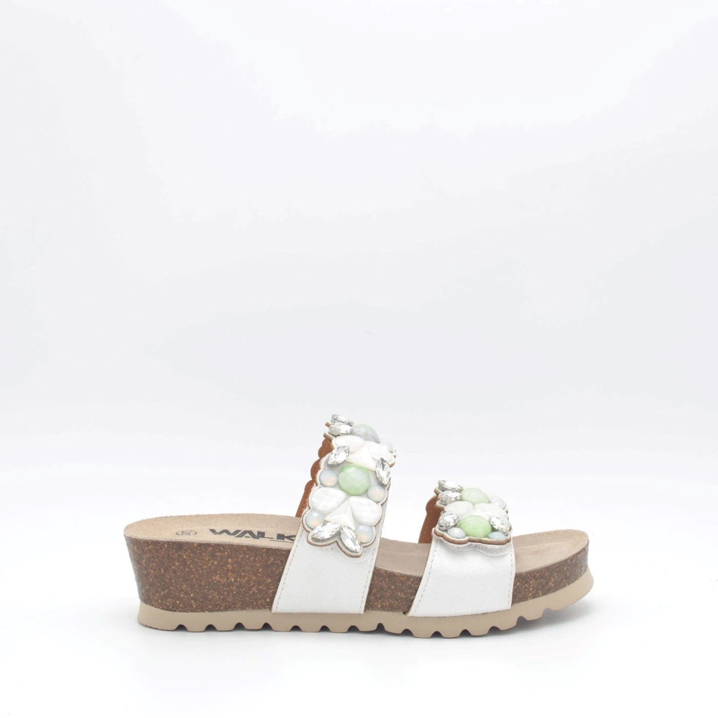 Sandalo A Ciabatta Donna Melluso Walk, In Morbida Pelle Con Zeppa, Sottopiede Memory Foam, Accessorio Metallico