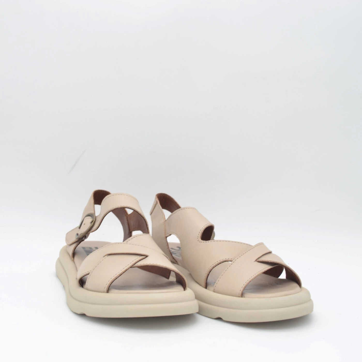 Bueno WE3302 sandali donna fussbett bassi in pelle beige