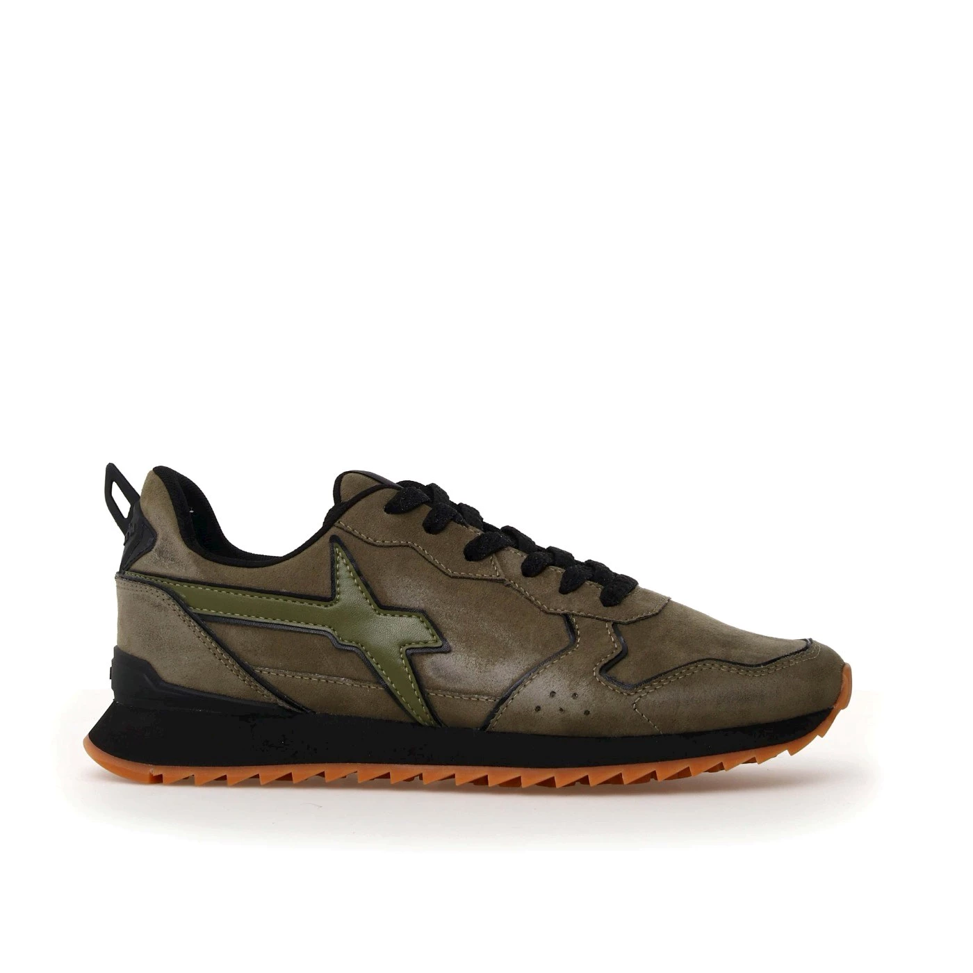 W6YZ 1A24 JET-M sneakers uomo in camoscio militare bosco
