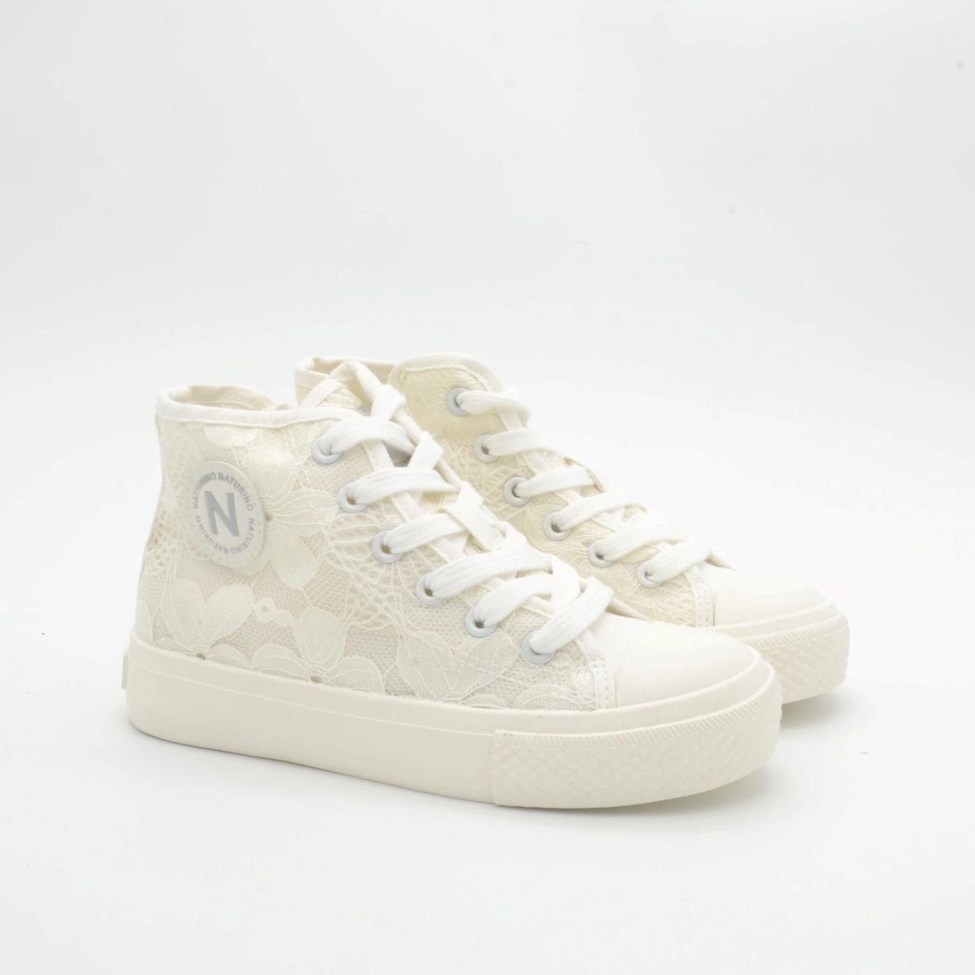 Sneakers Alla Caviglia In Pelle NATURINO, Con Decorazioni A Stella E Glitter, Chiusura Con Lacci E Zip Interna - Suola In Gomma