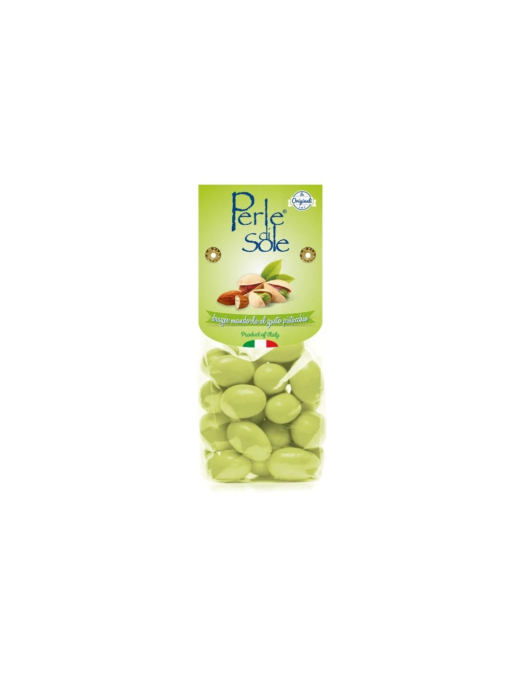 PERLE DI SOLE - DRAGEE ALLA MANDORLA GUSTO  PISTACCHIO 150G.