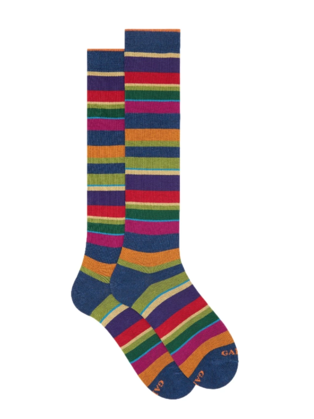 Calze lunghe uomo cotone righe multicolore Gallo