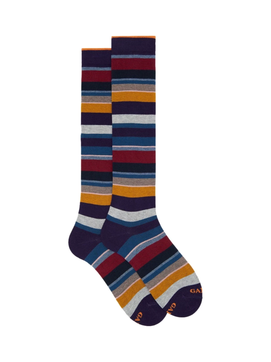 Calze lunghe uomo cotone righe multicolore Gallo