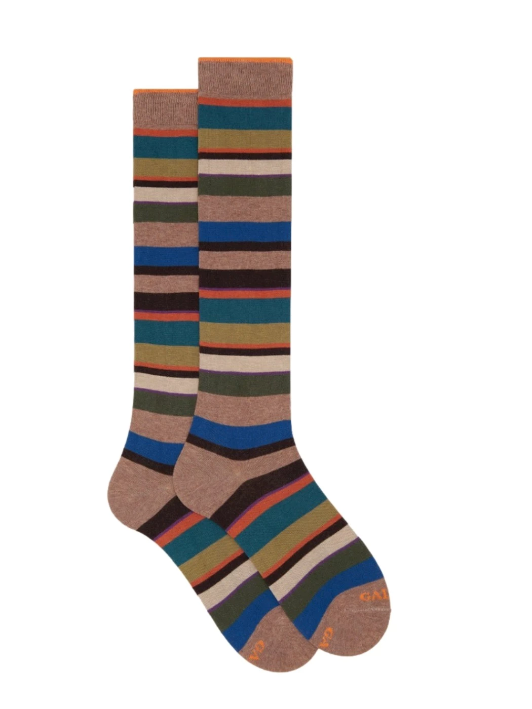 Calze lunghe uomo cotone righe multicolore Gallo