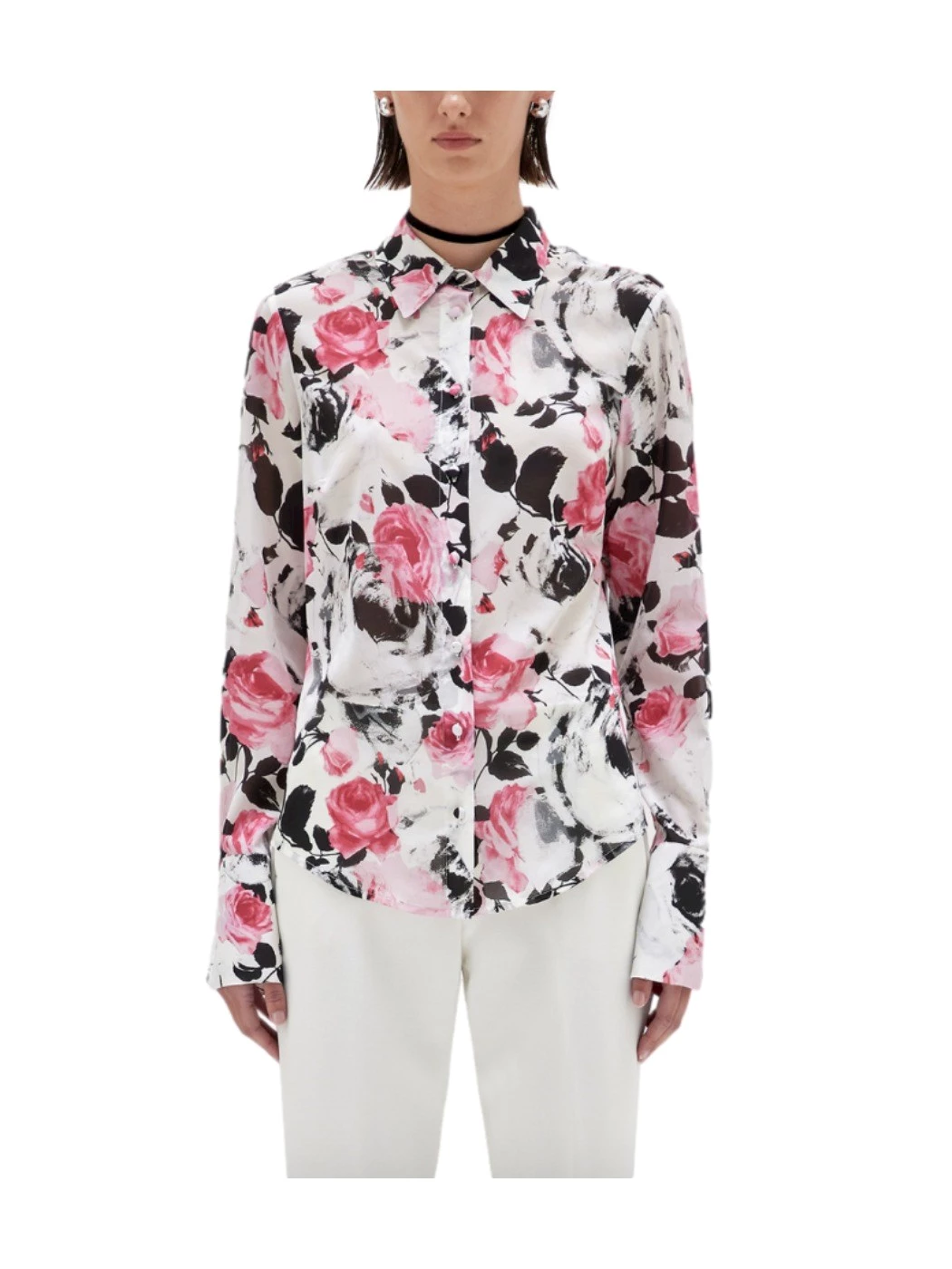Camicia in voile di seta a rose BLUGIRL