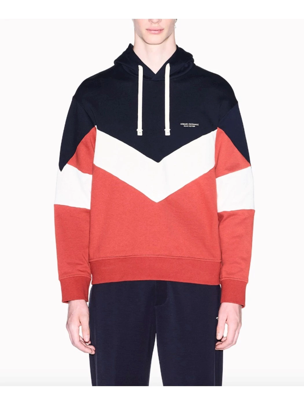 Felpa in cotone con cappuccio e logo Armani Exchange