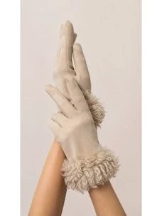 Guanti effetto suede con polsino in shearling PHO Firenze
