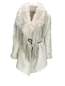 Giacca in shearling con frange e ricami PHO Firenze