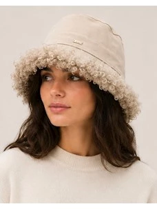 Cappello bucket effetto suede con bordo in shearling PHO Firenze