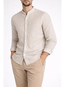 Camicia collo alla coreana in lino Roy Roger's