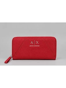 Portafoglio rosso con zip Armani Exchange