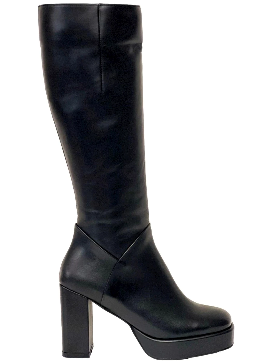 PIXY Stivale Nero in pelle con plateau