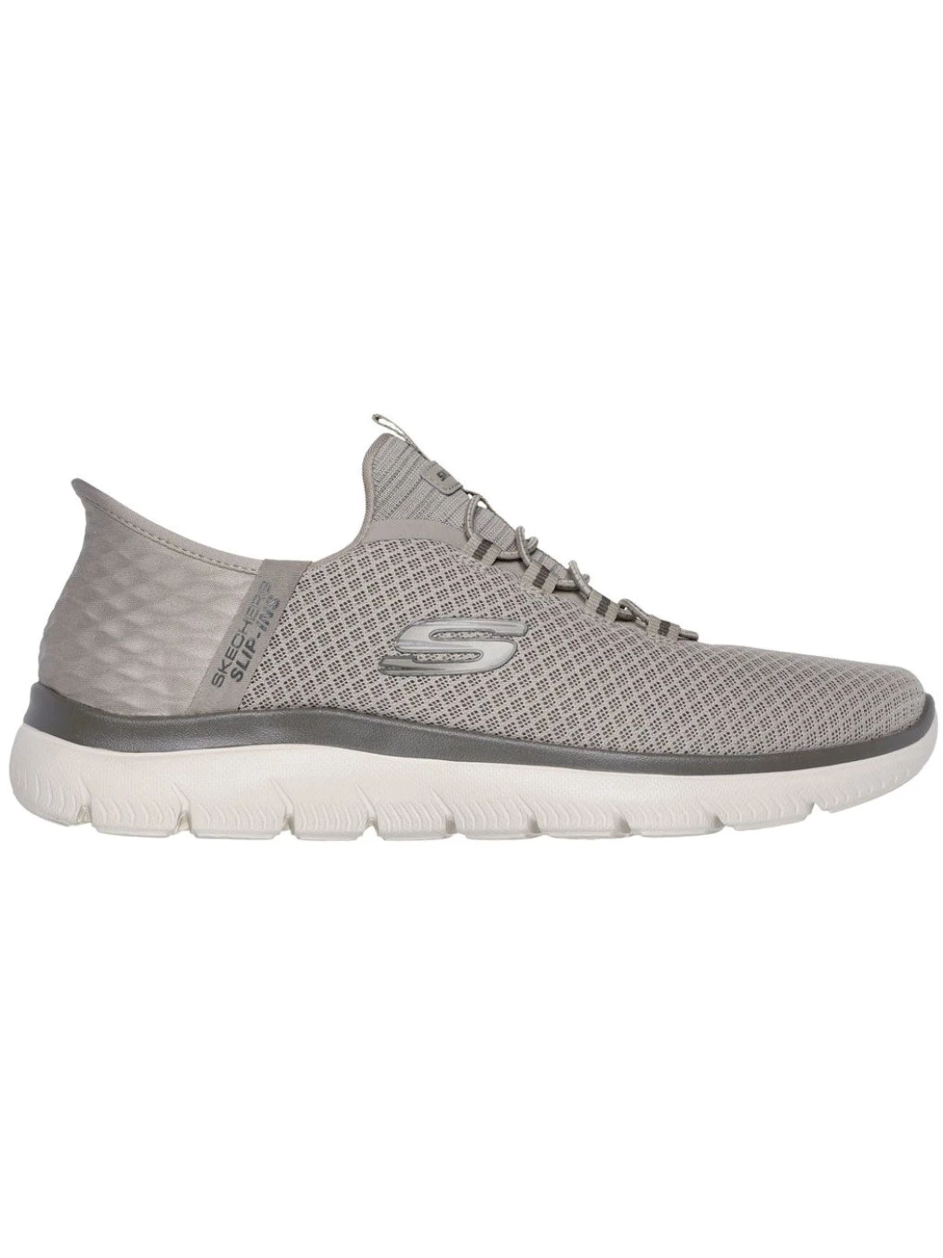SKECHERS taupe con tomaia in mesh e lacci elasticizzati