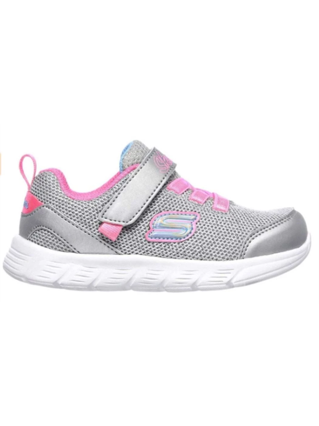 Skechers Girls Sneaker, Silver/Hot Pink