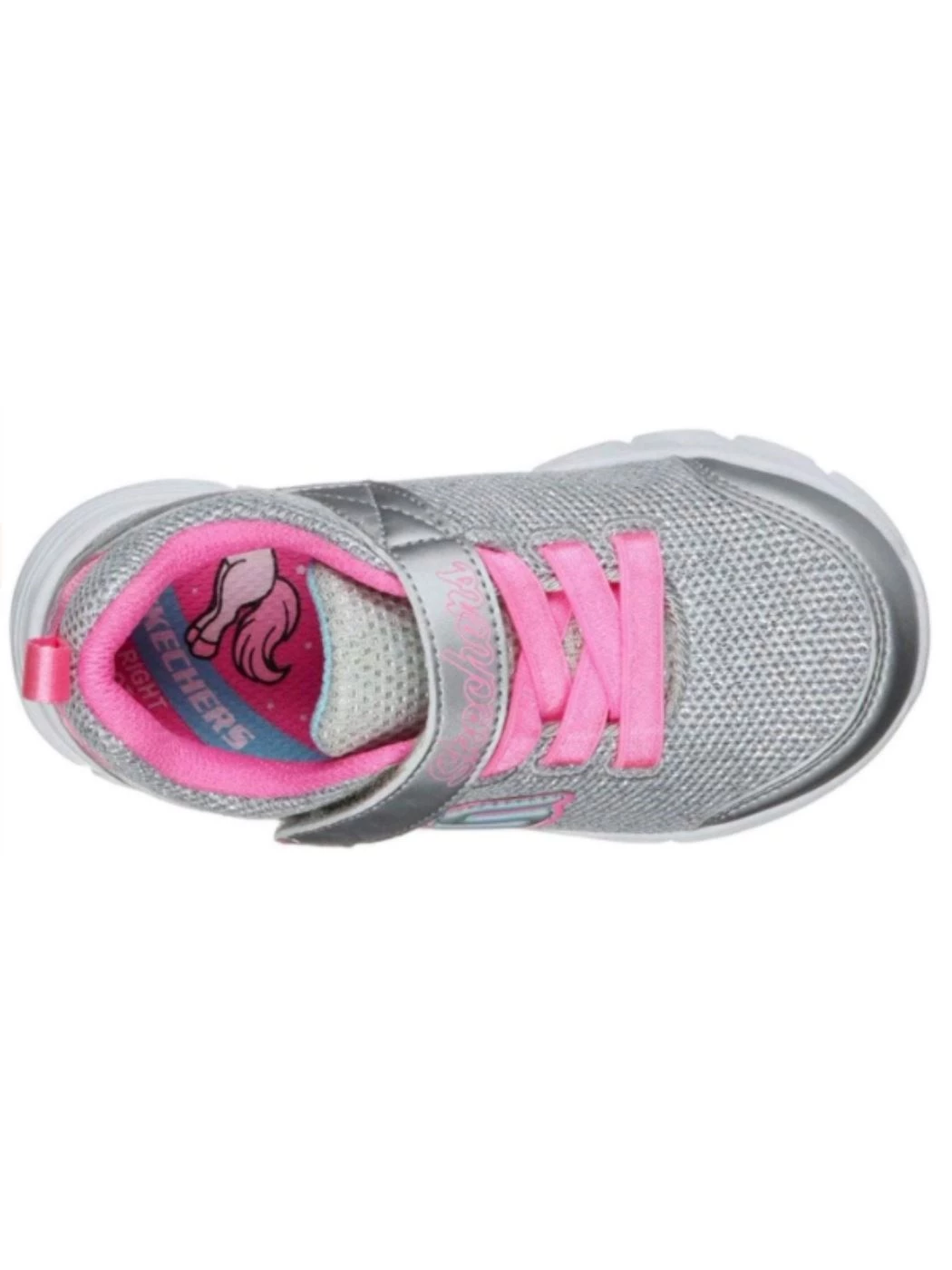 Skechers Girls Sneaker, Silver/Hot Pink