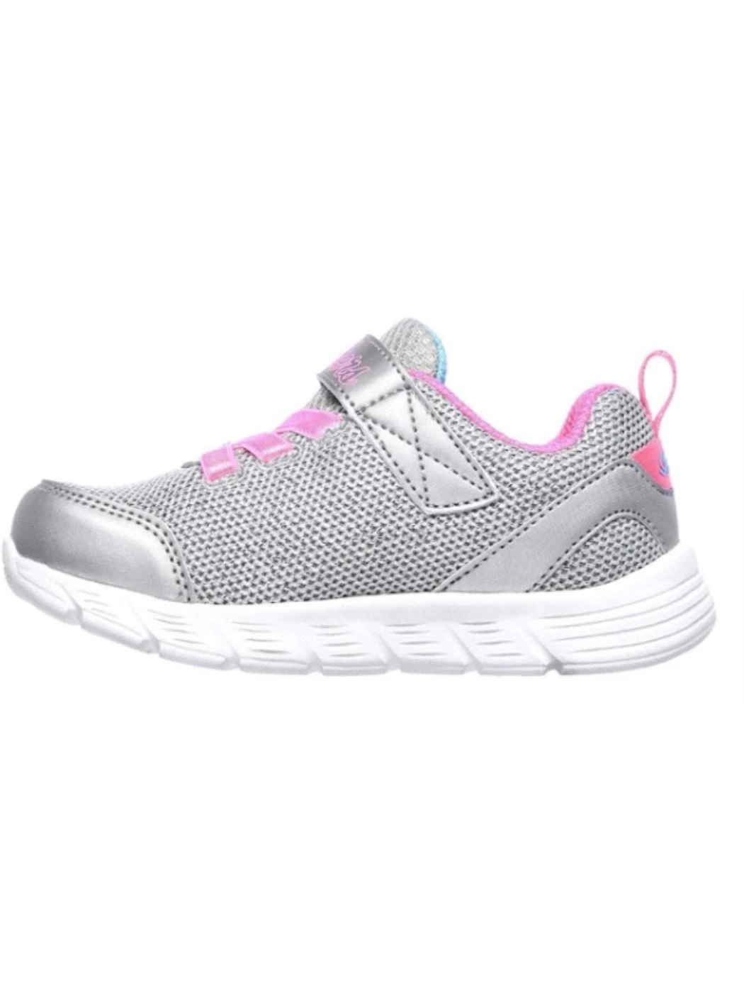 Skechers Girls Sneaker, Silver/Hot Pink
