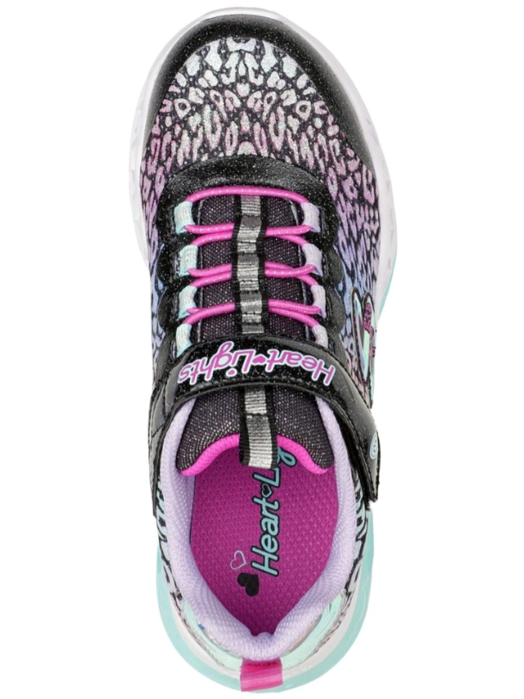 Skechers Kids Girls Flutter Heart Lights-Loves Sneaker, Black/Mu