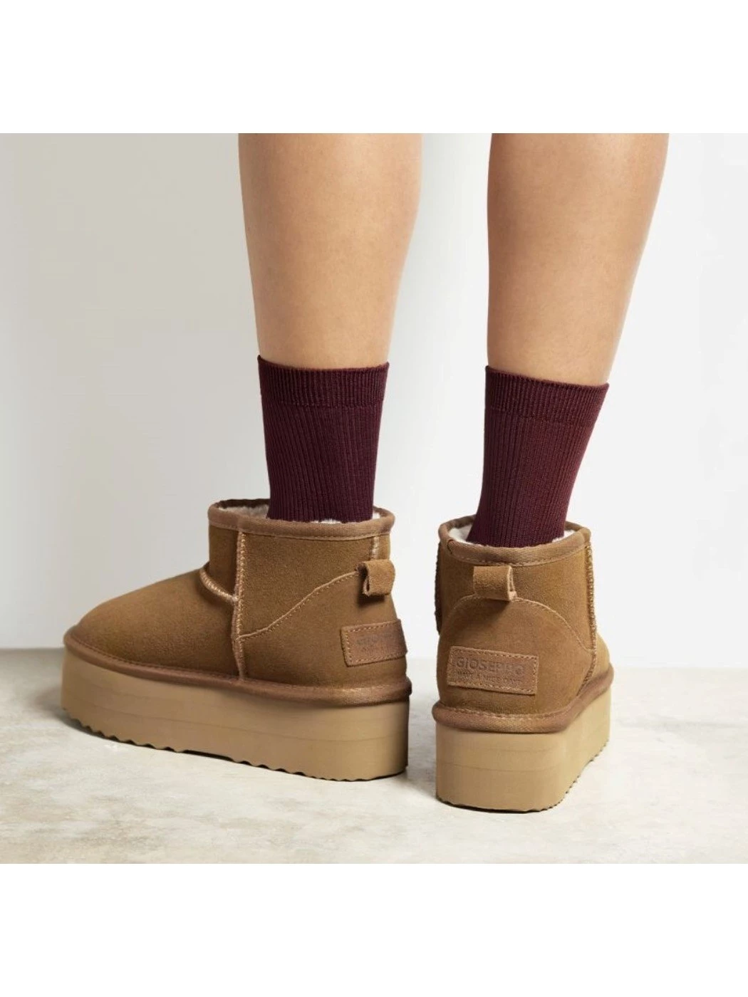 GIOSEPPO Stivali Marroni con platform da donna