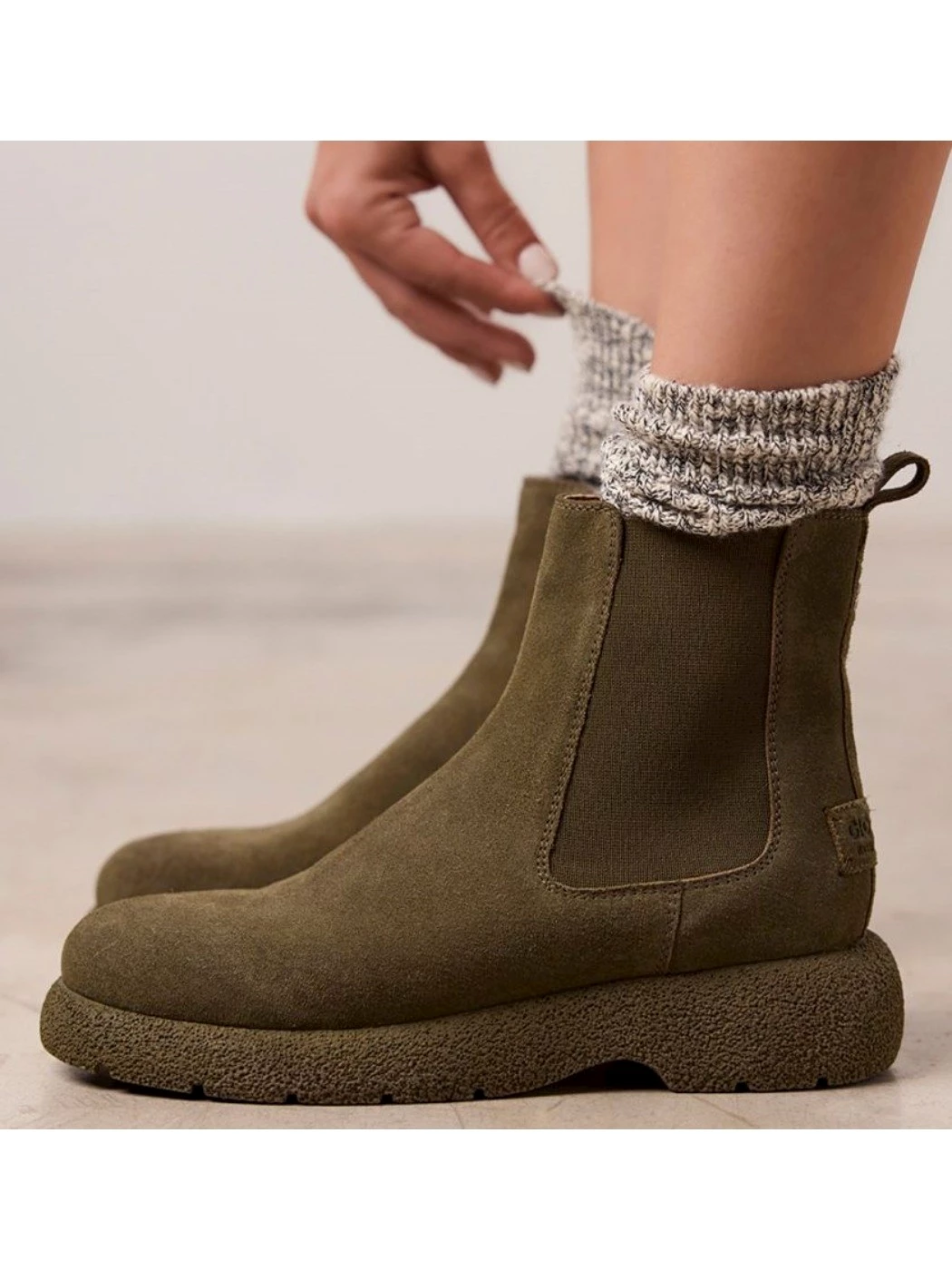 GIOSEPPO Stivali chelsea in pelle presov khaki Donna