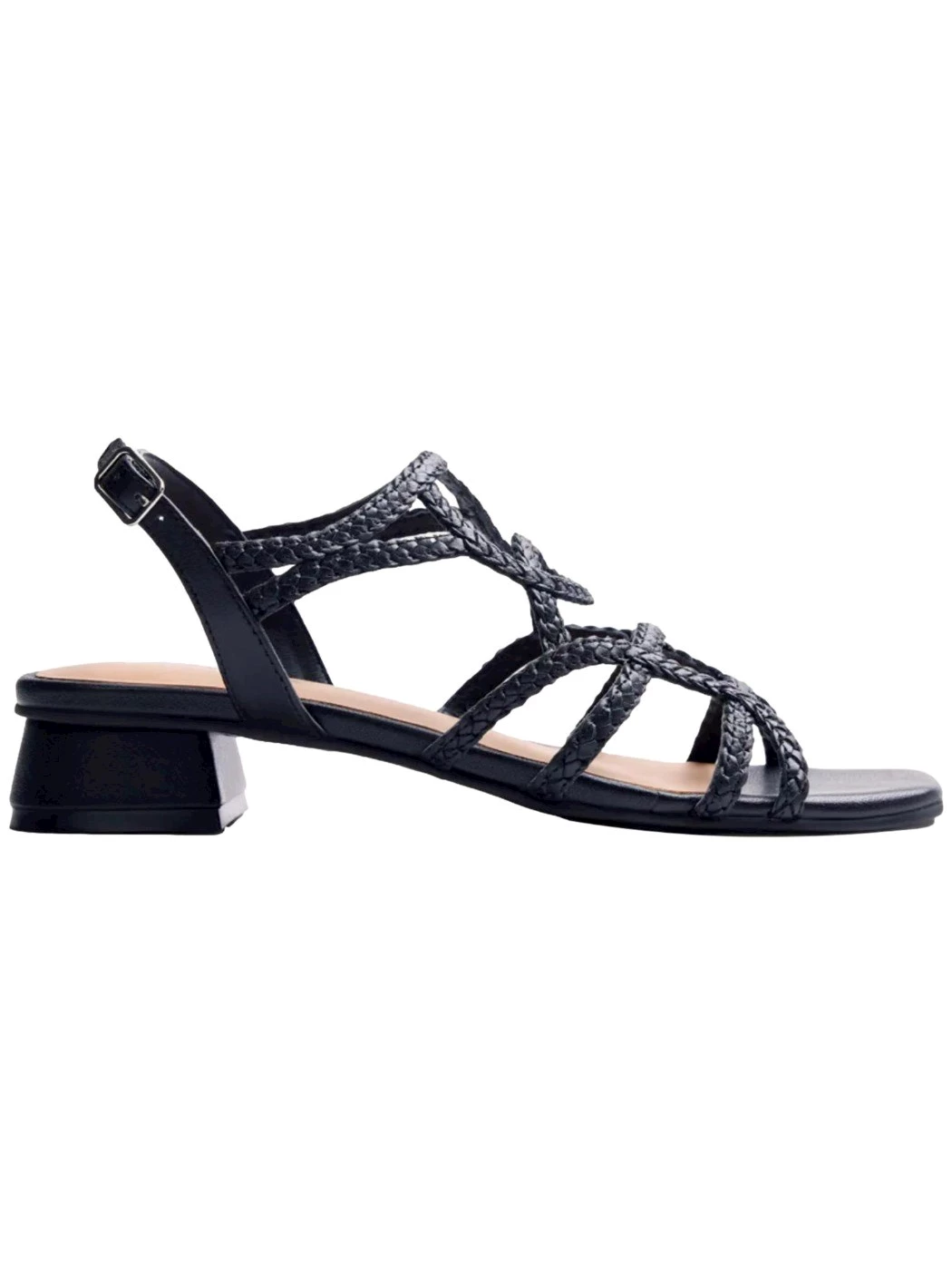 GIOSEPPO Sandali con tacco in pelle intrecciata Nero