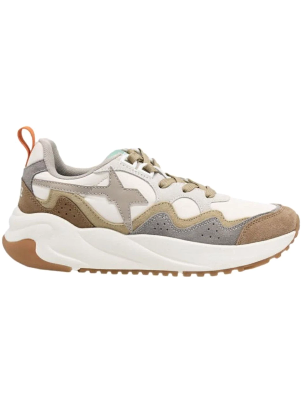 W6YZ Flik M Sneakers Uomo  in suede e tessuto tecnico Tortora