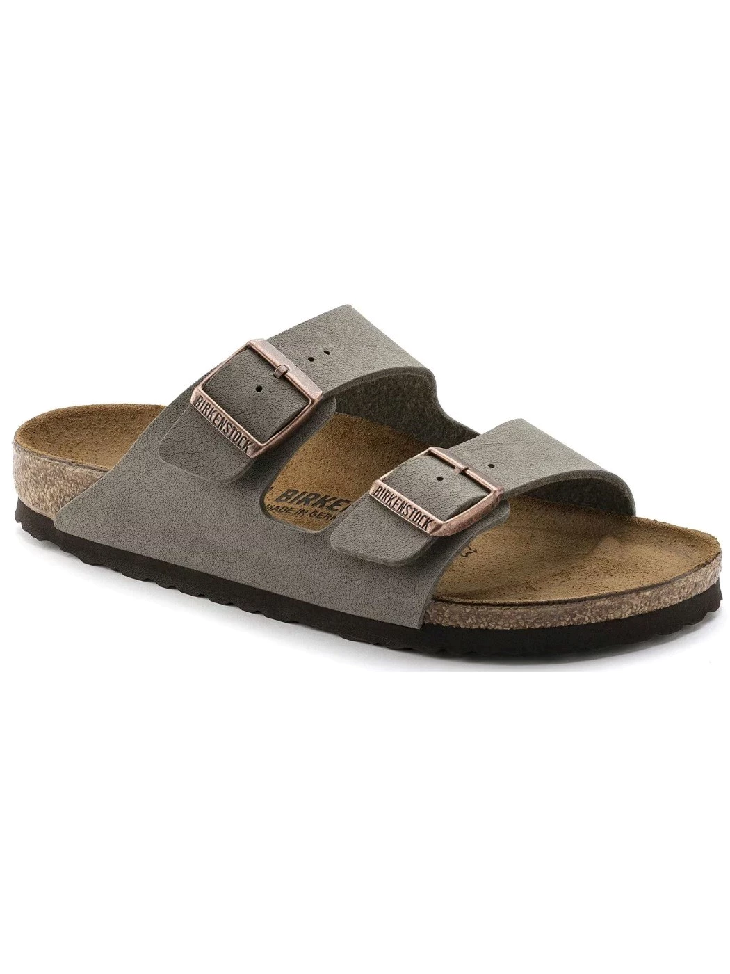 Birkenstock Arizona Birko Flor Nubuck Stone Narrow Fit