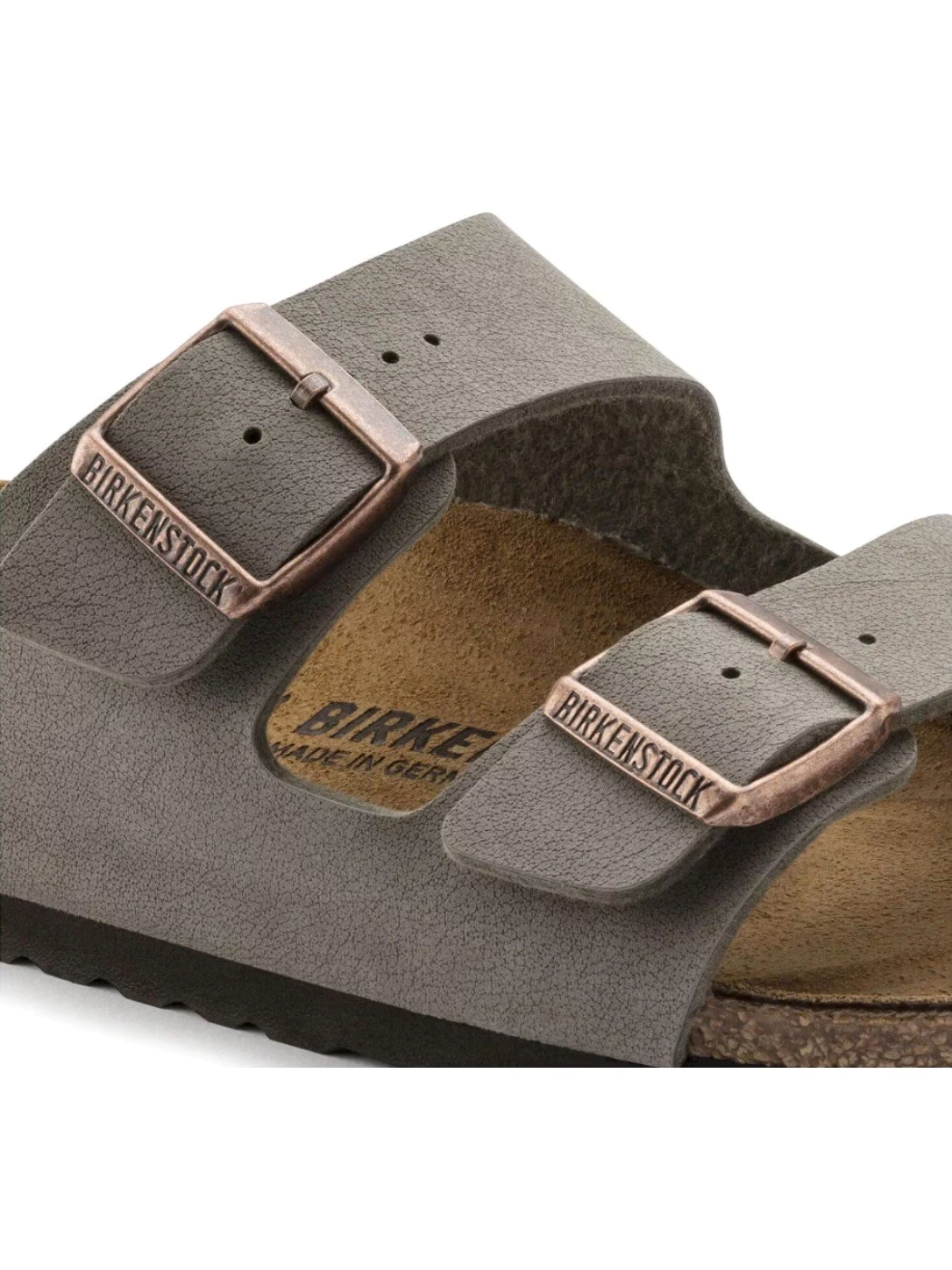 Birkenstock Arizona Birko Flor Nubuck Stone Narrow Fit