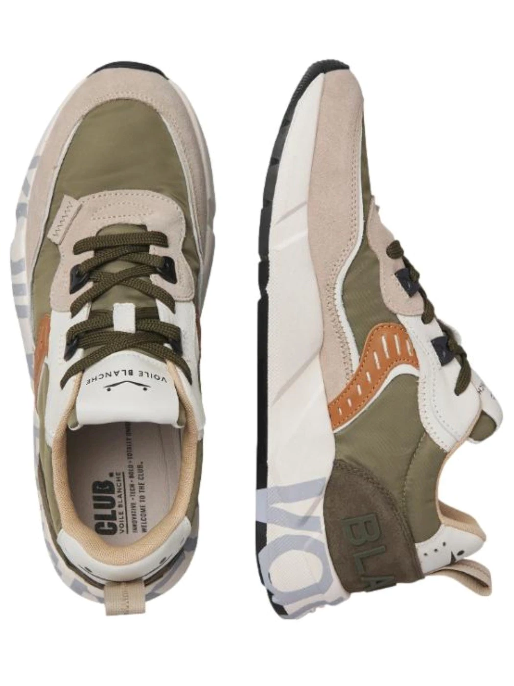VOILE BLANCHE Sneakers Uomo Club01 Beige Militare