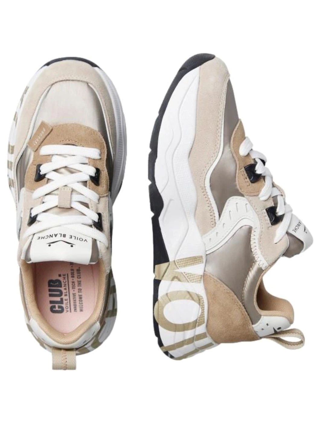 VOILE BLANCHE Sneakers in suede e tessuto Beige Platino Donna