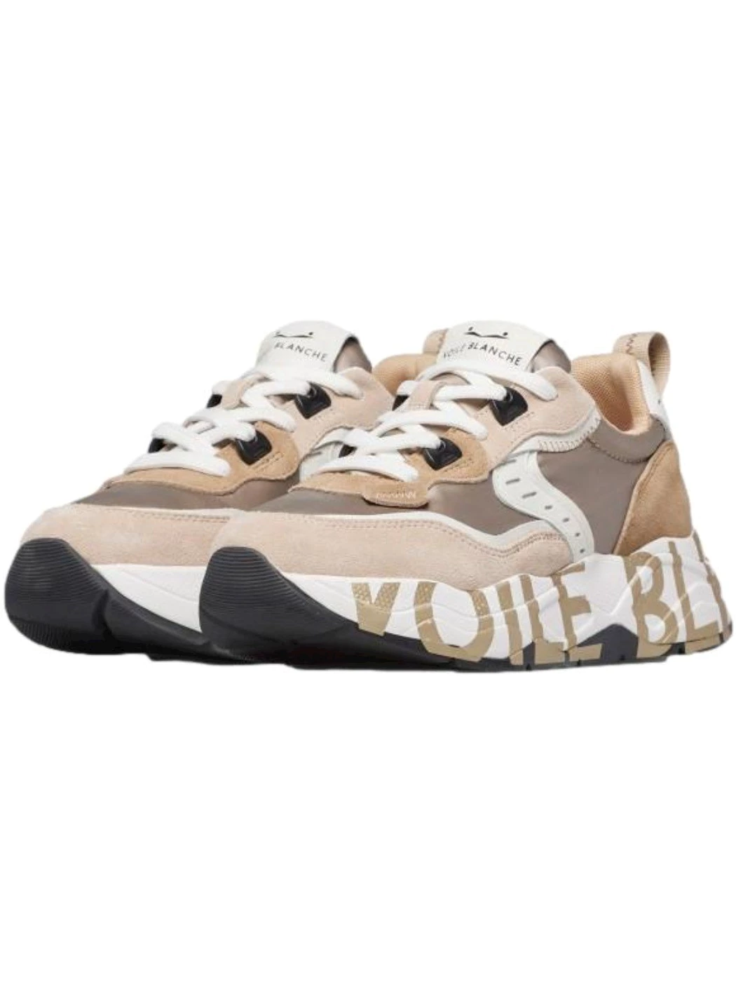 VOILE BLANCHE Sneakers in suede e tessuto Beige Platino Donna