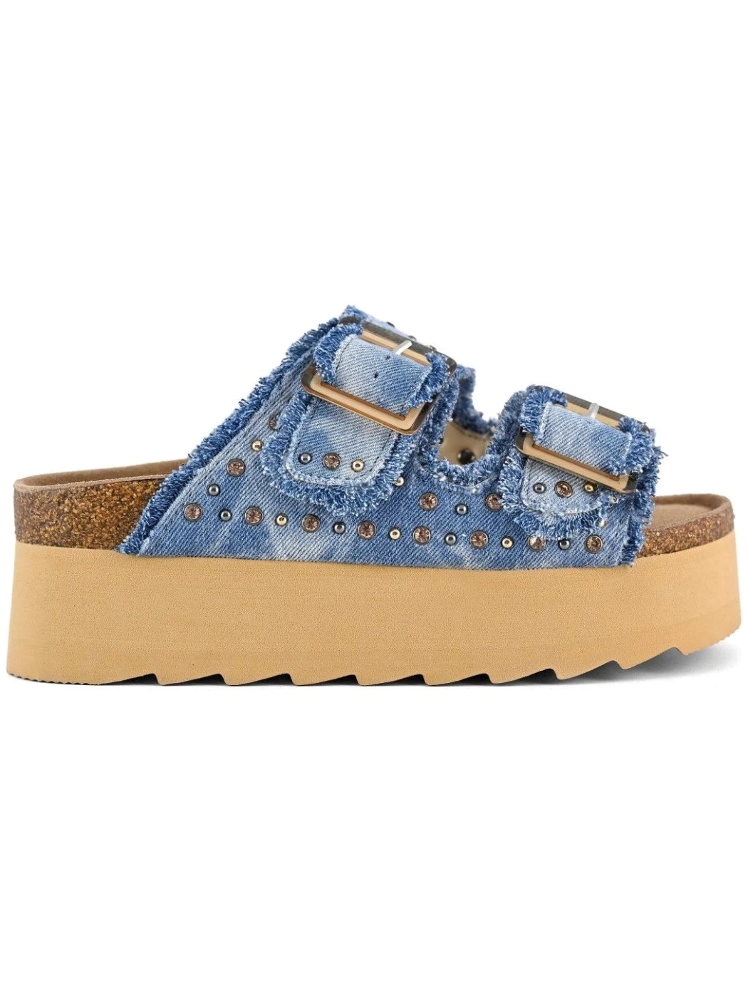 Colors Of California Platform denim con strass Donna