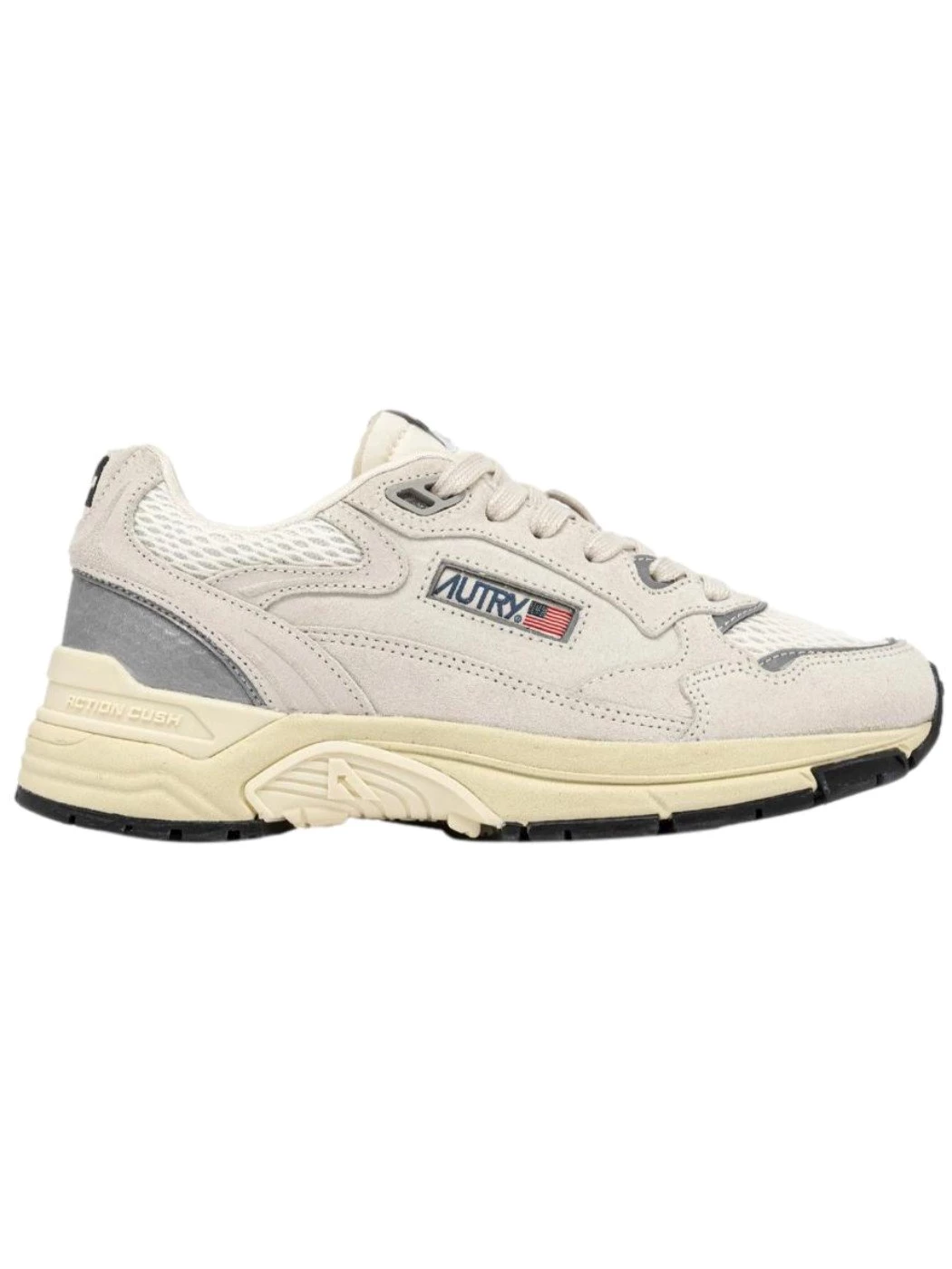 AUTRY Sneakers Hyperway in mesh e suede bianco argento