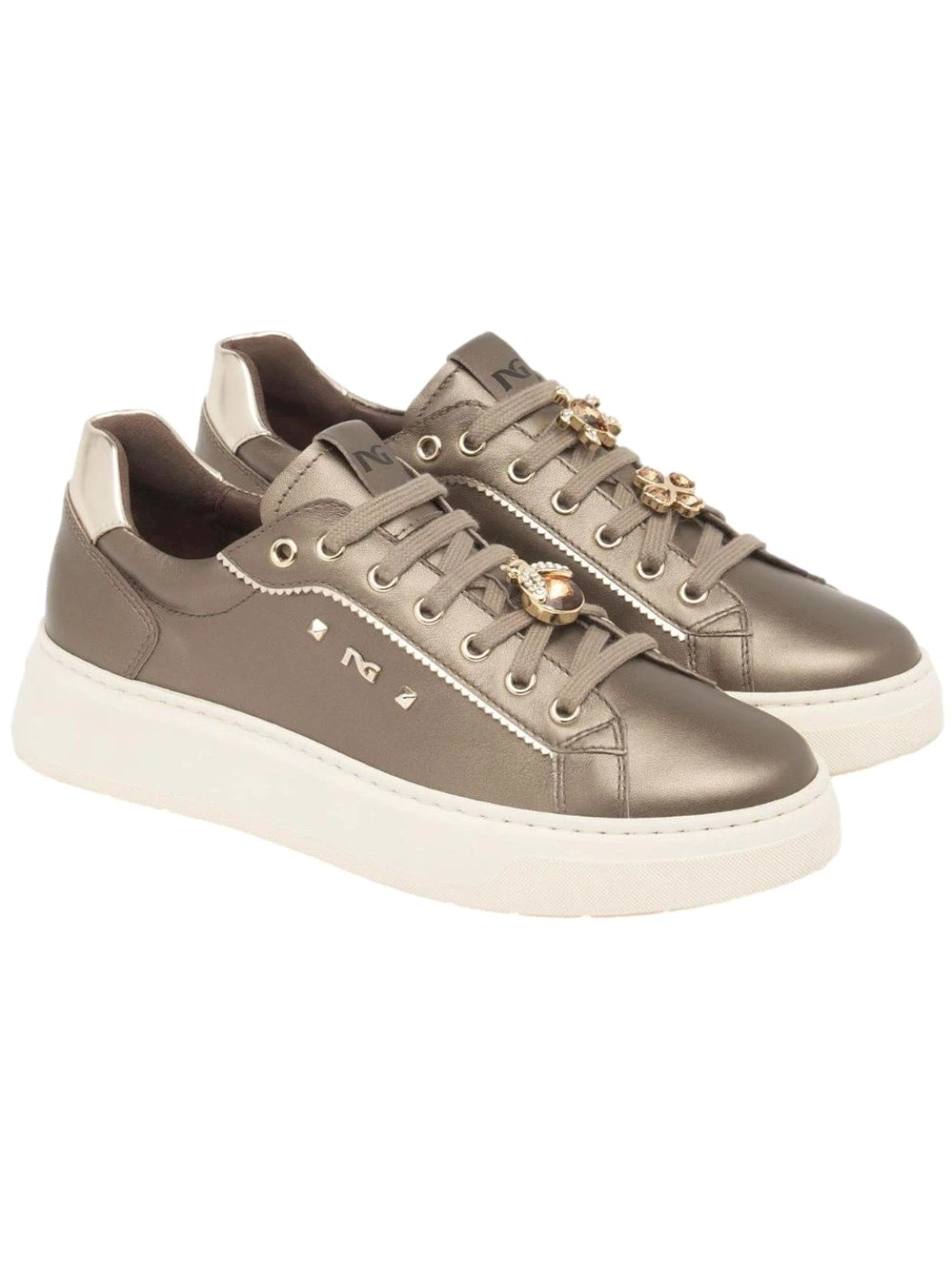 Nero Giardini Sneakers Donna in Pelle e Materiale Tecnico Bronzo