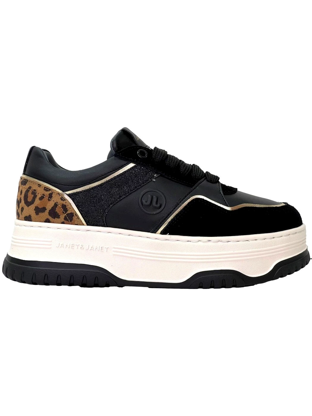 Janet & Janet J423 sneakers Donna in pelle nero oro