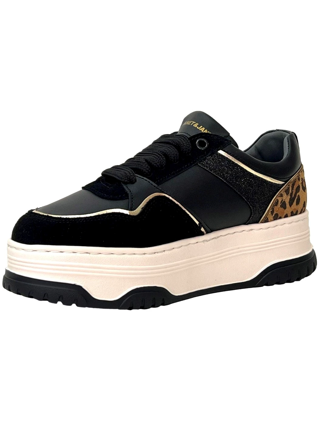 Janet & Janet J423 sneakers Donna in pelle nero oro