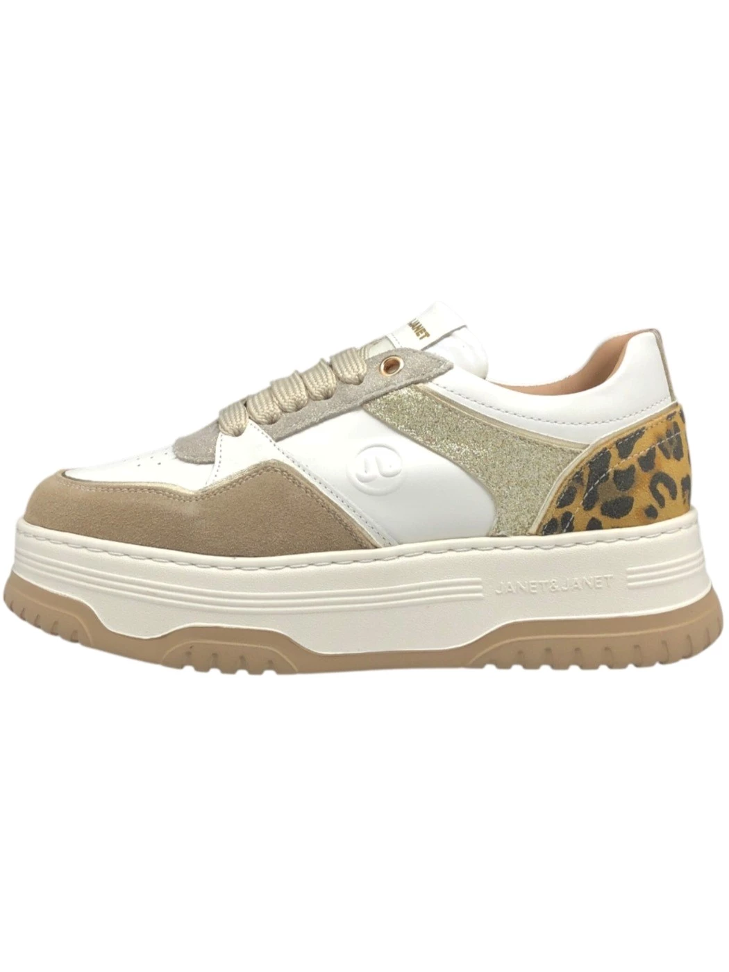 Janet & Janet Sneakers Donna in pelle cappuccino