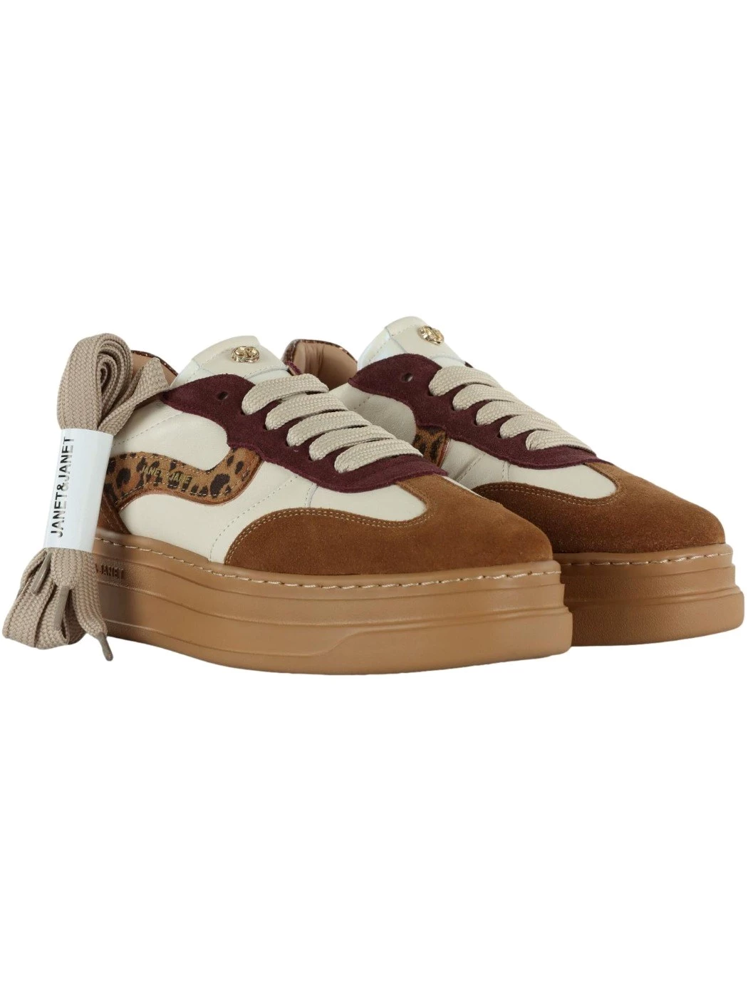 Janet & Janet Sneakers Donna in pelle colore cognac