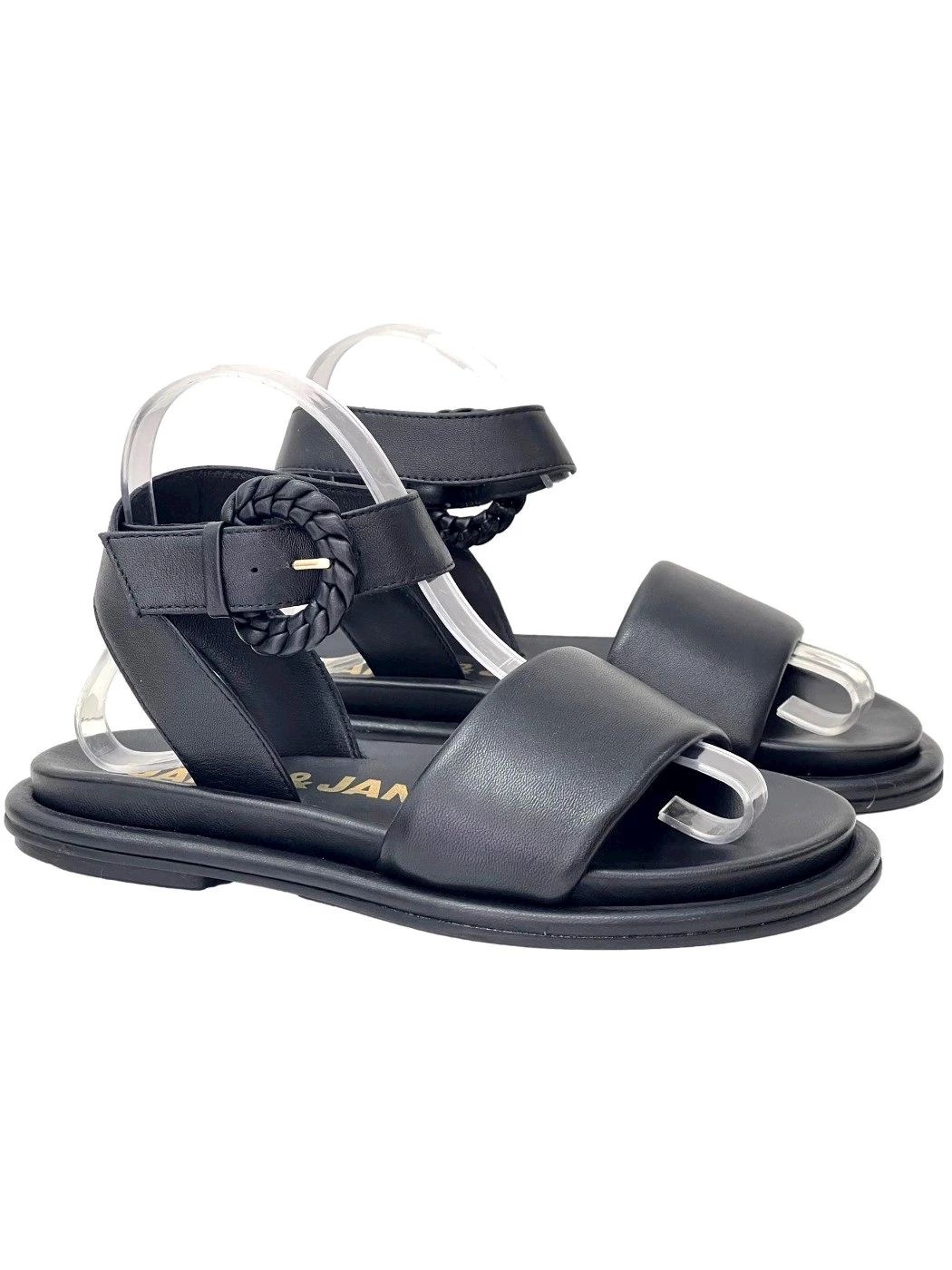 Janet & Janet Sandalo in pelle nero Donna J162