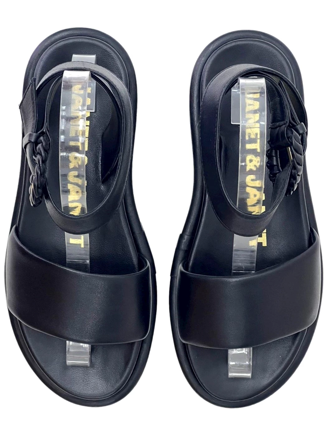 Janet & Janet Sandalo in pelle nero Donna J162