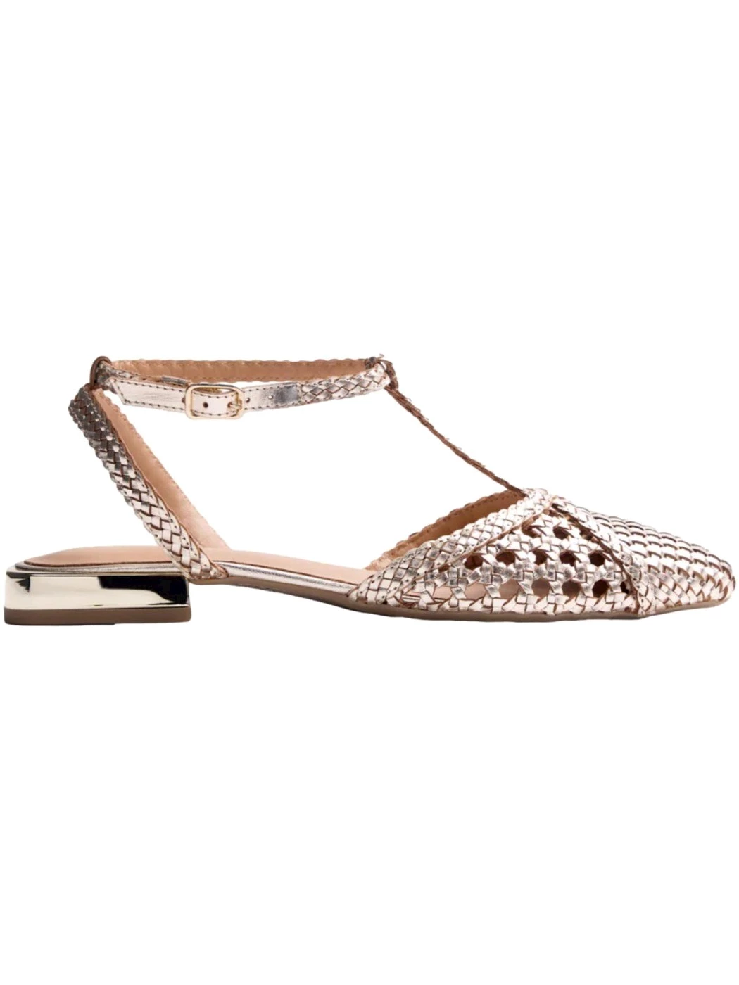 GIOSEPPO Ballerine in pelle intrecciata JHELUM platino