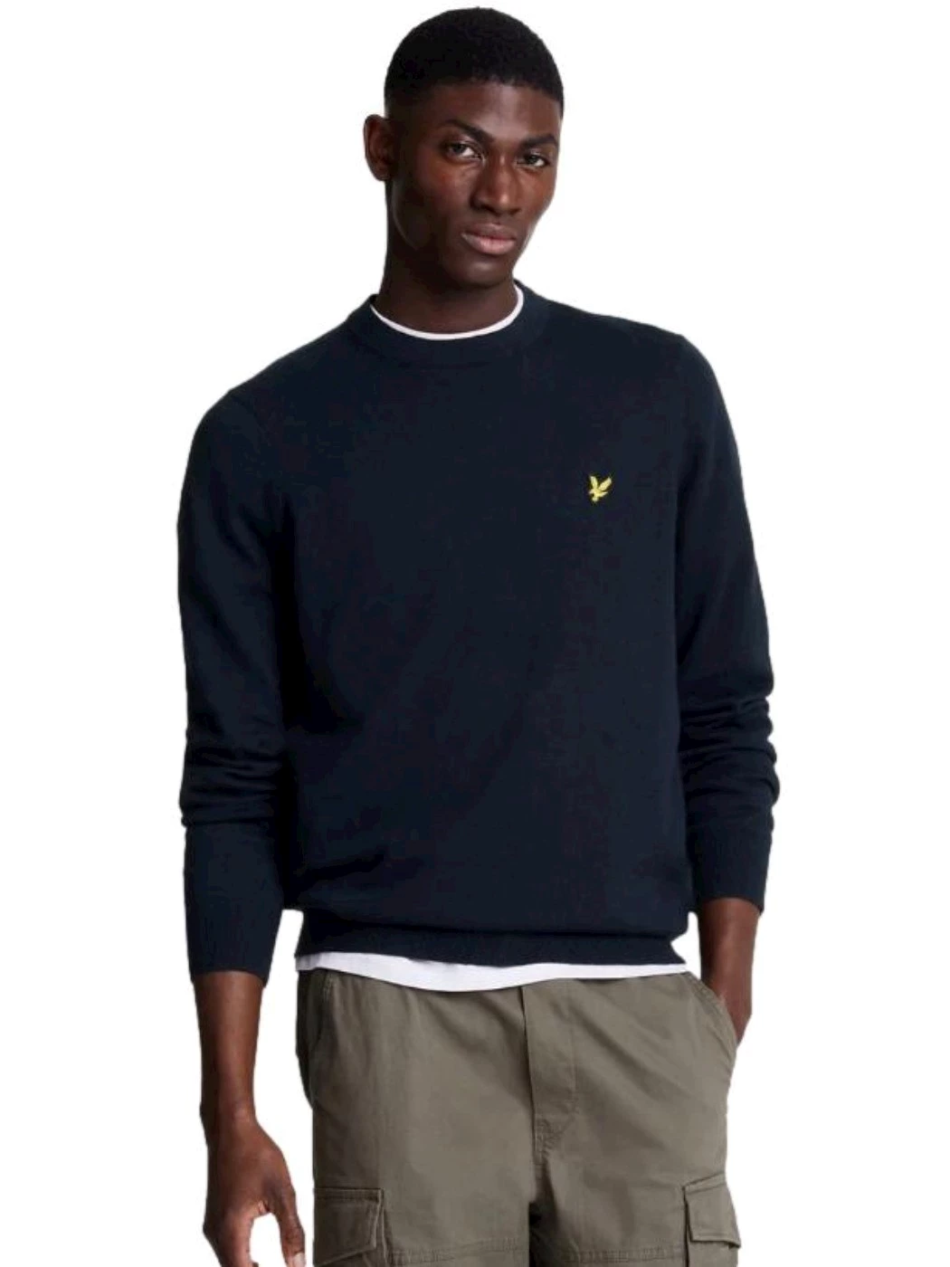 Lyle & Scott Maglione girocollo in cotone merino Dark Navy