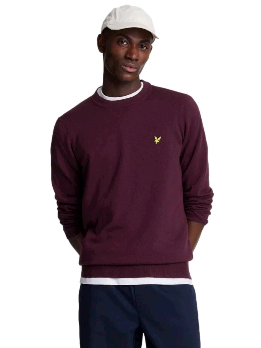 Lyle & Scott Maglione girocollo in cotone merino Burgundy