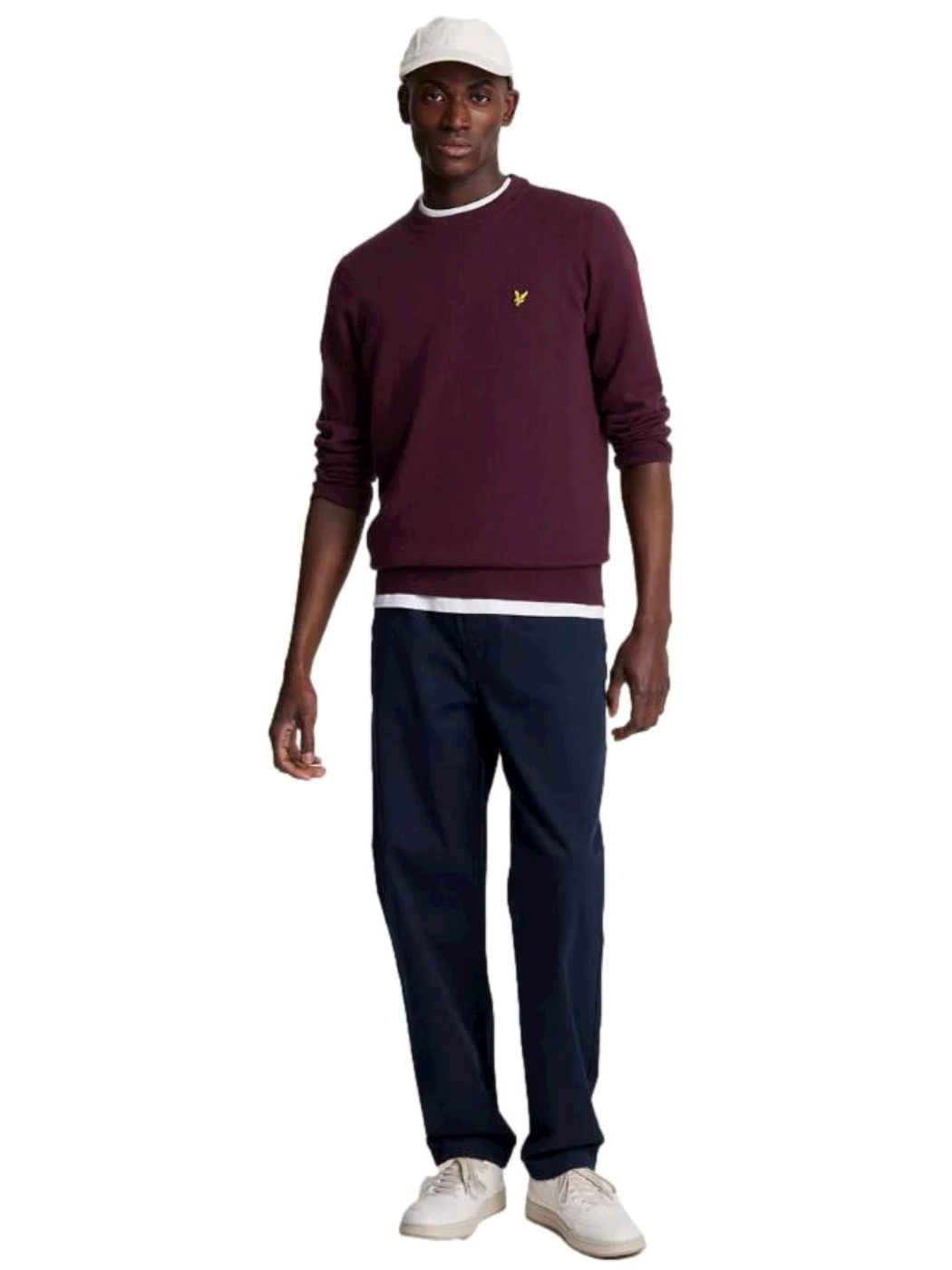 Lyle & Scott Maglione girocollo in cotone merino Burgundy