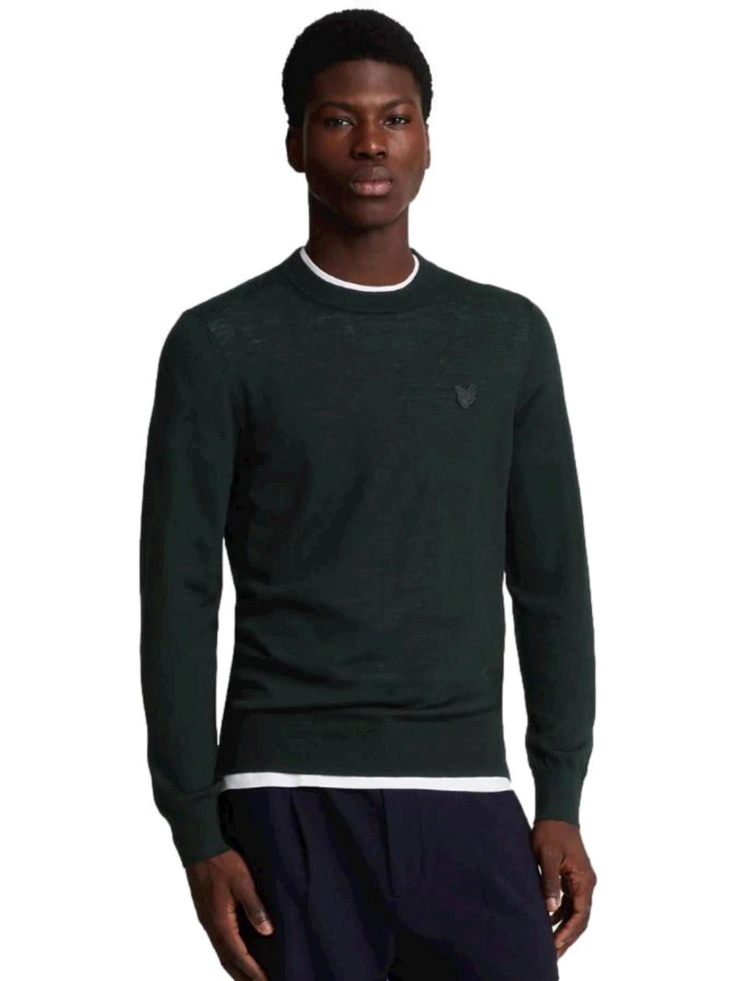 Lyle & Scott Maglione girocollo in lana merino Tonal Eagle