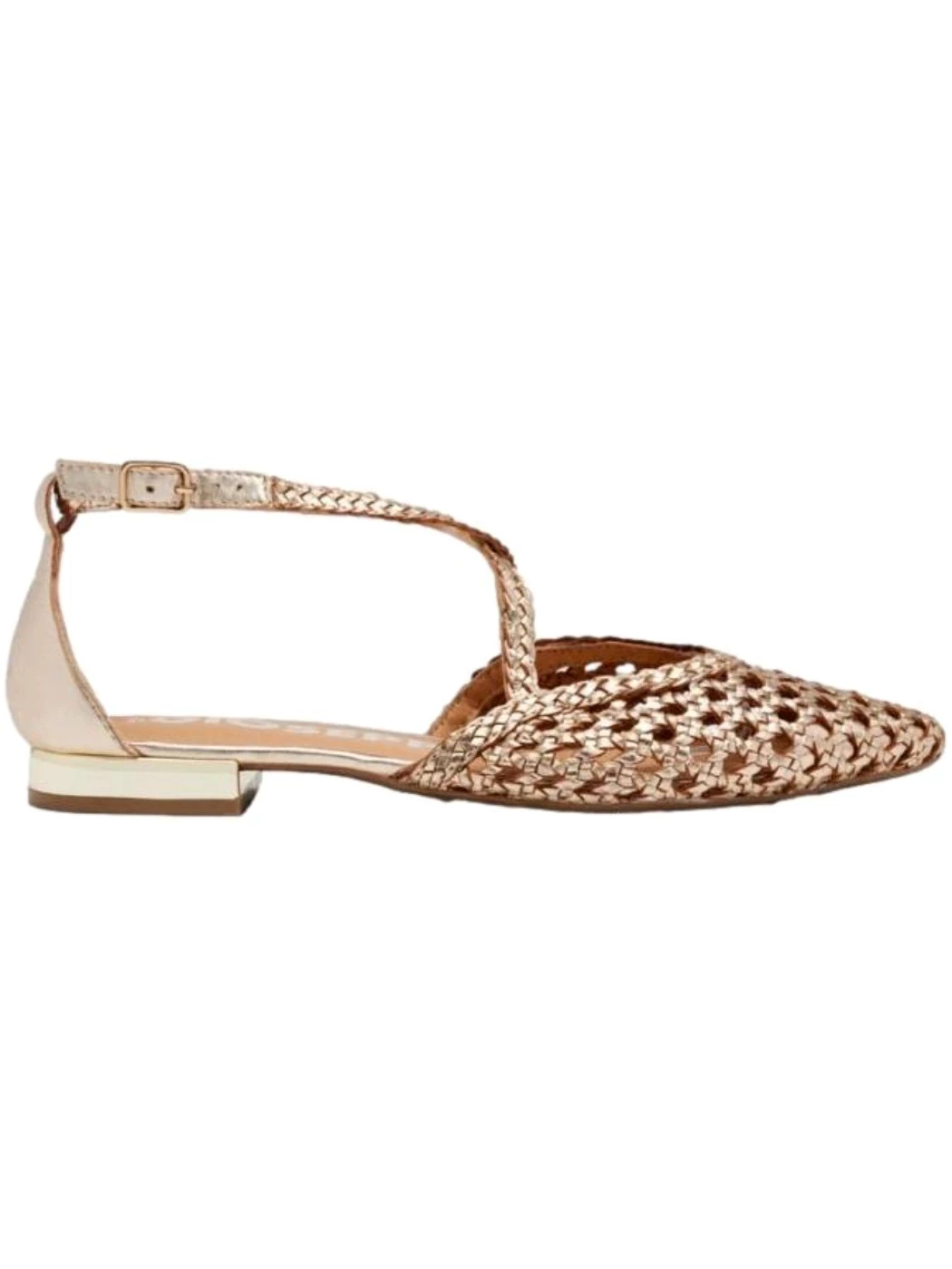 GIOSEPPO Ballerine in pelle color platino con intrecci Donna