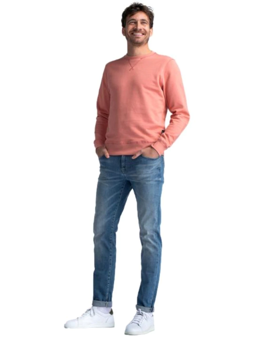 Petrol Uomo Maglia in cotone garzata colore Red Brick