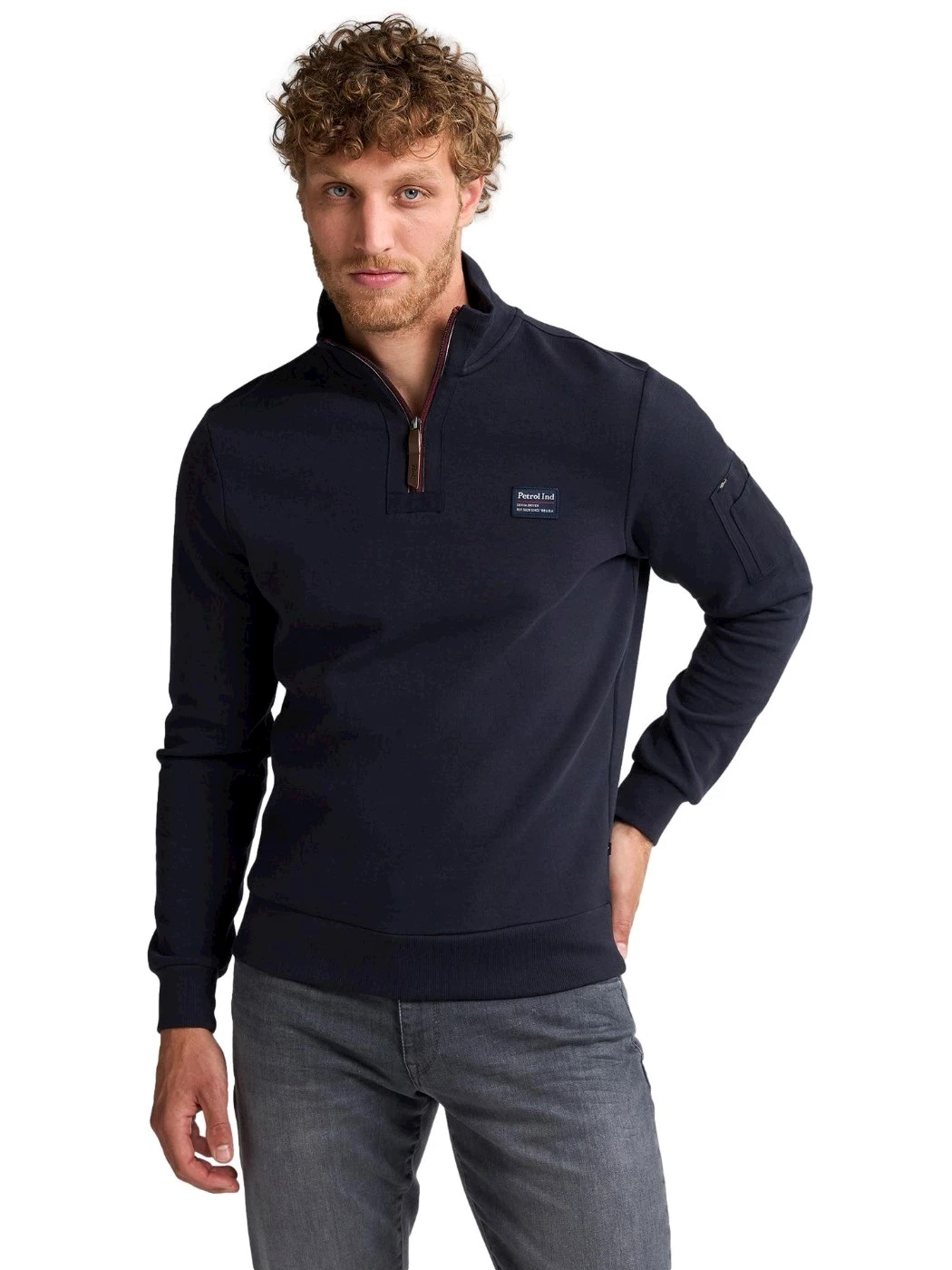 Petrol Uomo Maglione Colletto Zip Navy